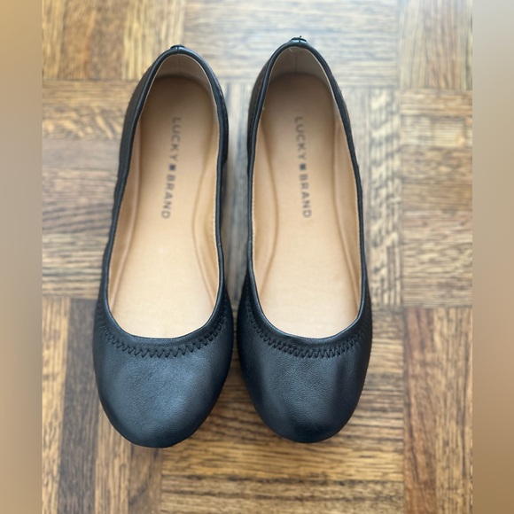 Lucky brand “Emmie” black leather ballerina flats women’s size 5.5 M - Picture 9 of 9